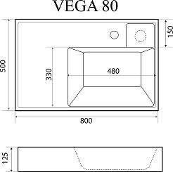 Madera Раковина над стиральной машиной Vega 80 R белая – фотография-10